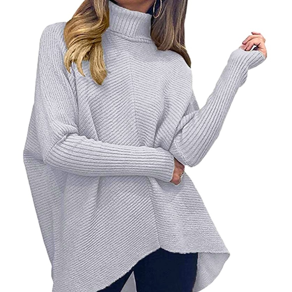 Oversized Turtleneck Sweater - Grey